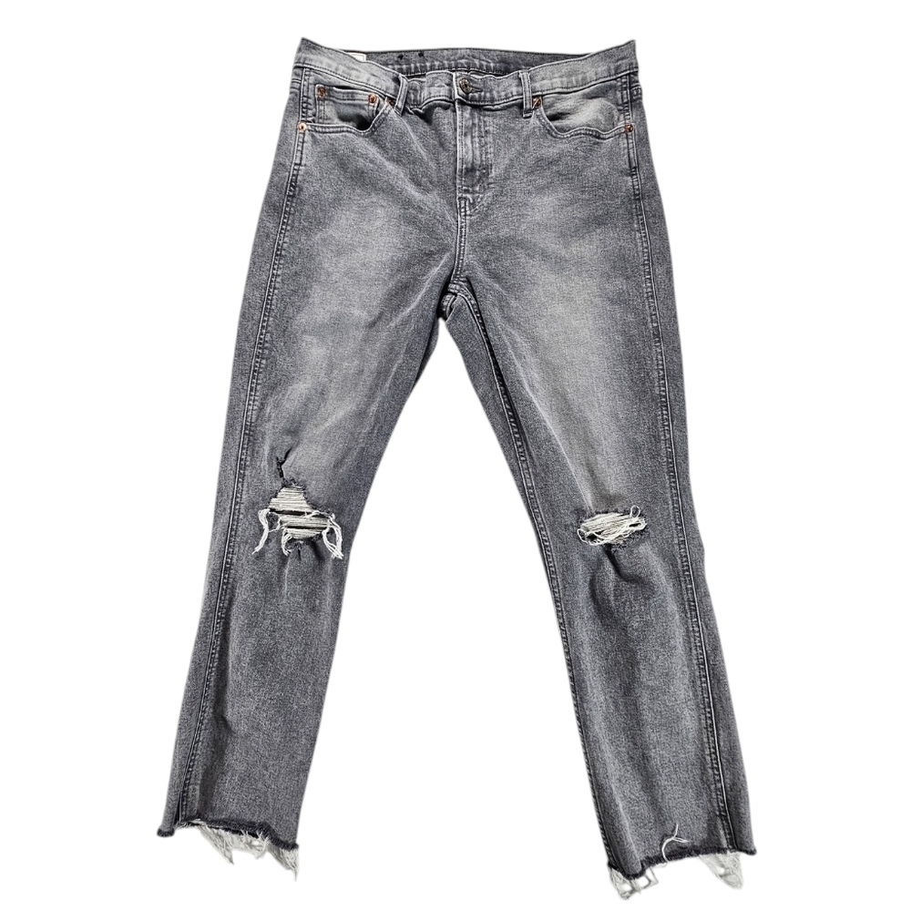 Gap Distressed vintage slim mid rise Gray Denim Jeans size 32/ 14R